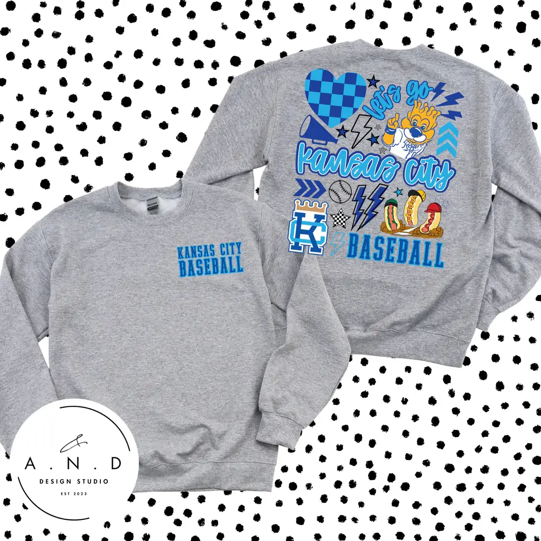 A.N.D Design Studio - Wholesale T-Shirt (Graphic) - Unisex - KC Baseball Doodle1