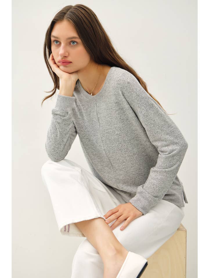 Be Cool - Wholesale Knit Top - Women's - ROUND NECK HACCI BRUSHED PULLOVER KNIT TOP