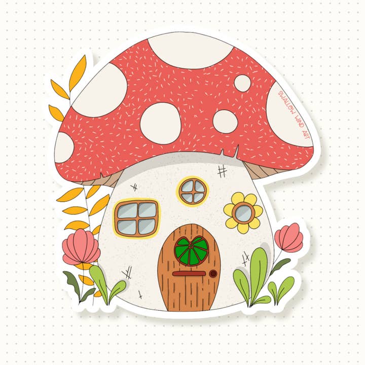 Swallow Wind Art - Wholesale Sticker - Vinyl Sticker - Mushroom House1