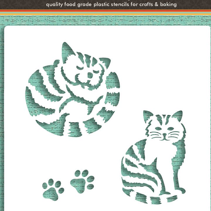 Designer Stencils – Großhandel Schablonier-/Bastelfarbe – Gestreifte Katzen-Schablone für Kekse und Basteln
