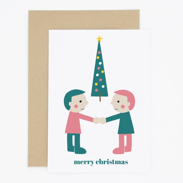 Playtime Couple Christmas Card, Same Sex, Man/Man for wholesale by Madame Annie et Fils