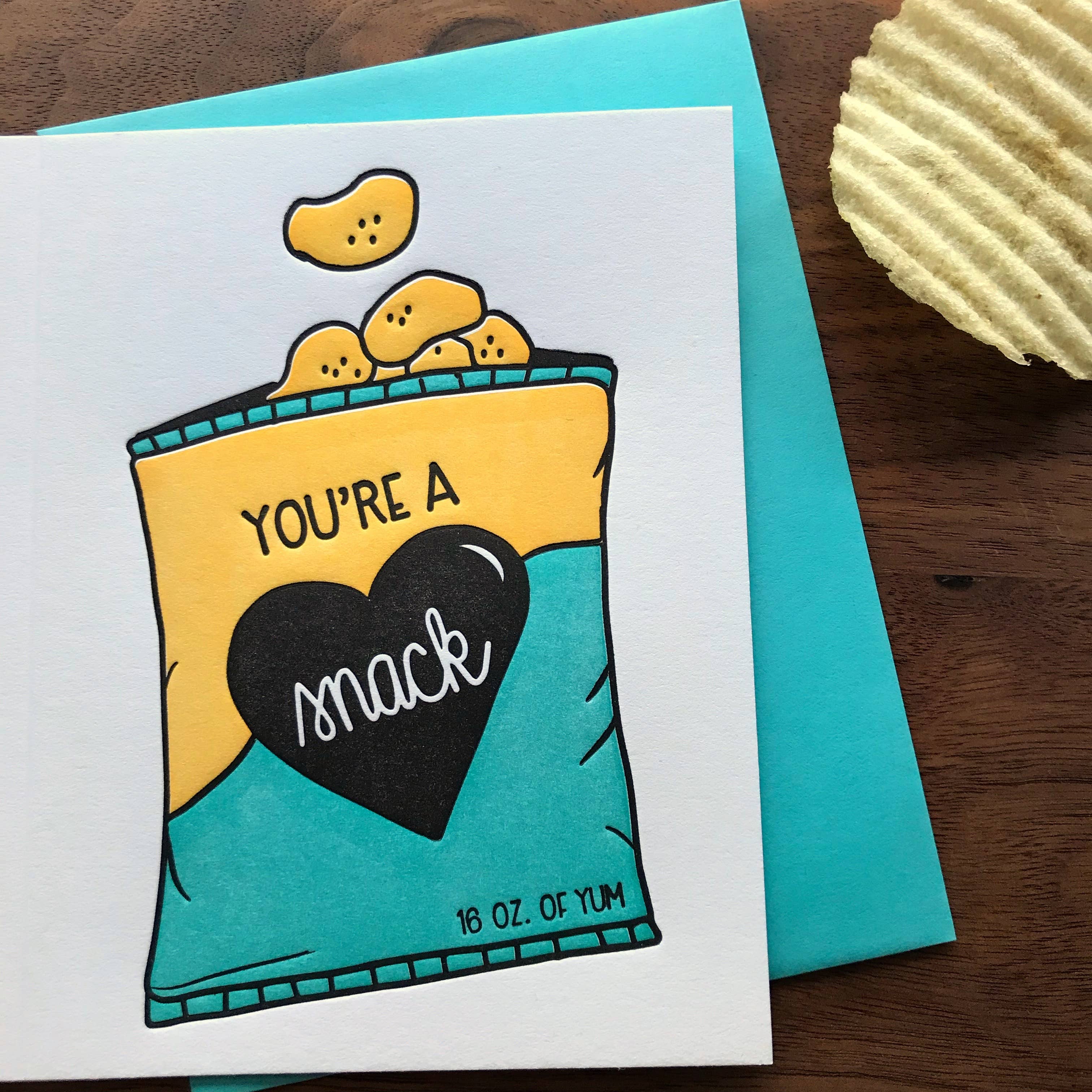 Kiss and Punch - Wholesale Valentine's Day Card - You're a Snack Chips Love Valentine's Day Letterpress Card1