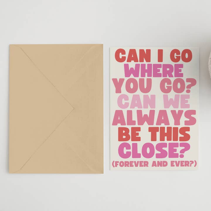 Mag ik gaan waar jij gaat? Taylor Swift geïnspireerde A6/5x7 kaart voor wholesale door Blue Iris Designs Co