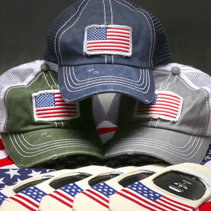 Fashion City - Wholesale Trucker Hat - Unisex - America USA Flag Mesh Snapback Baseball Cap1