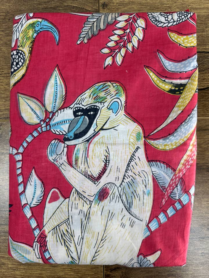 Cotton Hand Block Printed Fabric - Animal Print Natural Dyes for wholesale by The Eastern Loom