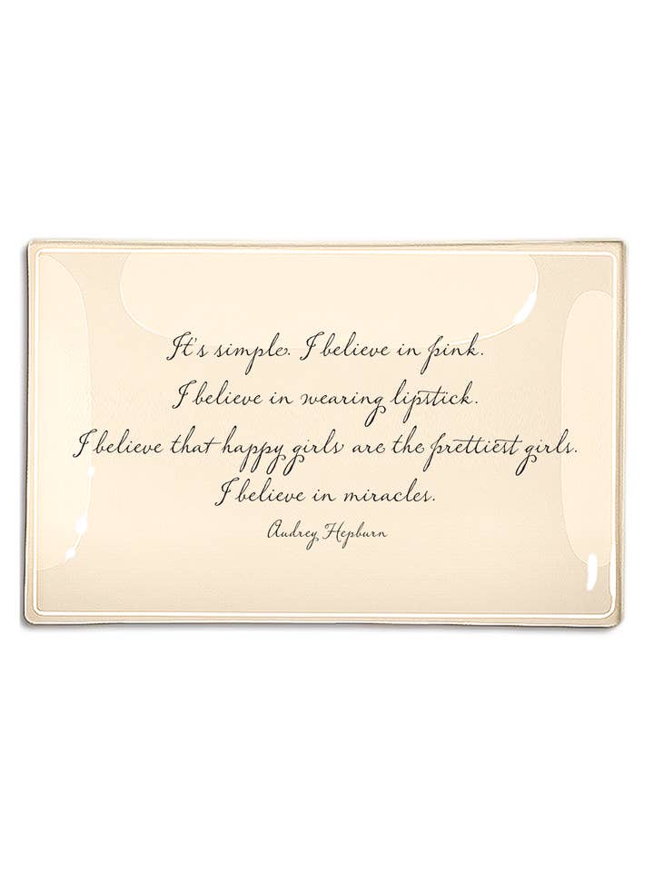 Bandeja de Vidrio Decoupage "Creo en el Rosa" para venta al por mayor de Ben's Garden