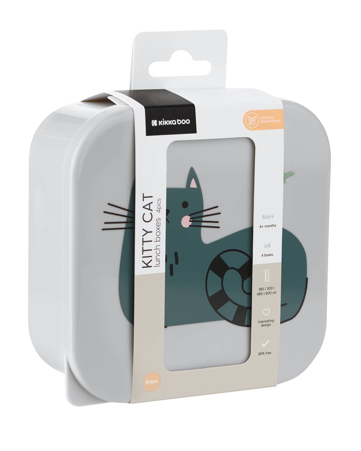 Kika Group Ltd. - Wholesale Lunch Bag/Box - Kids - PP Lunch Boxes 4pcs Kitty Cat Grey1