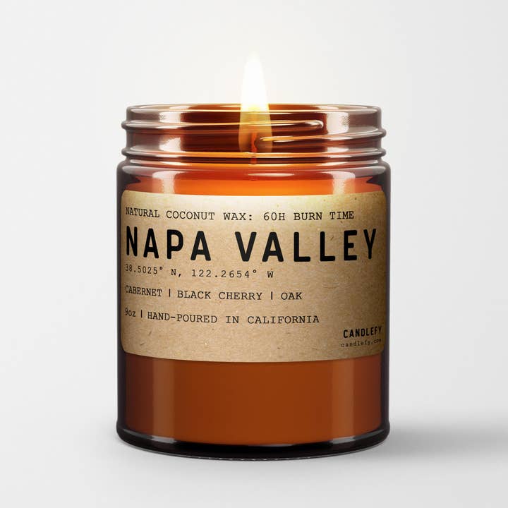 Candlefy - Wholesale Jar/Filled Candle - Napa Valley California Wine Candle Natural Coconut Soy Wax