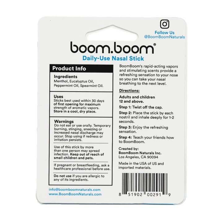 BoomBoom - Wholesale Nasal Care - Nasal Stick - Mint (24 Units)
