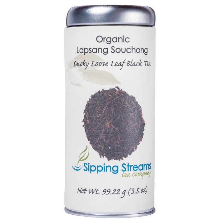 Organic Lapsang Souchong Loose Tea, 3.5 oz Canister for wholesale by Sipping Streams Tea Company