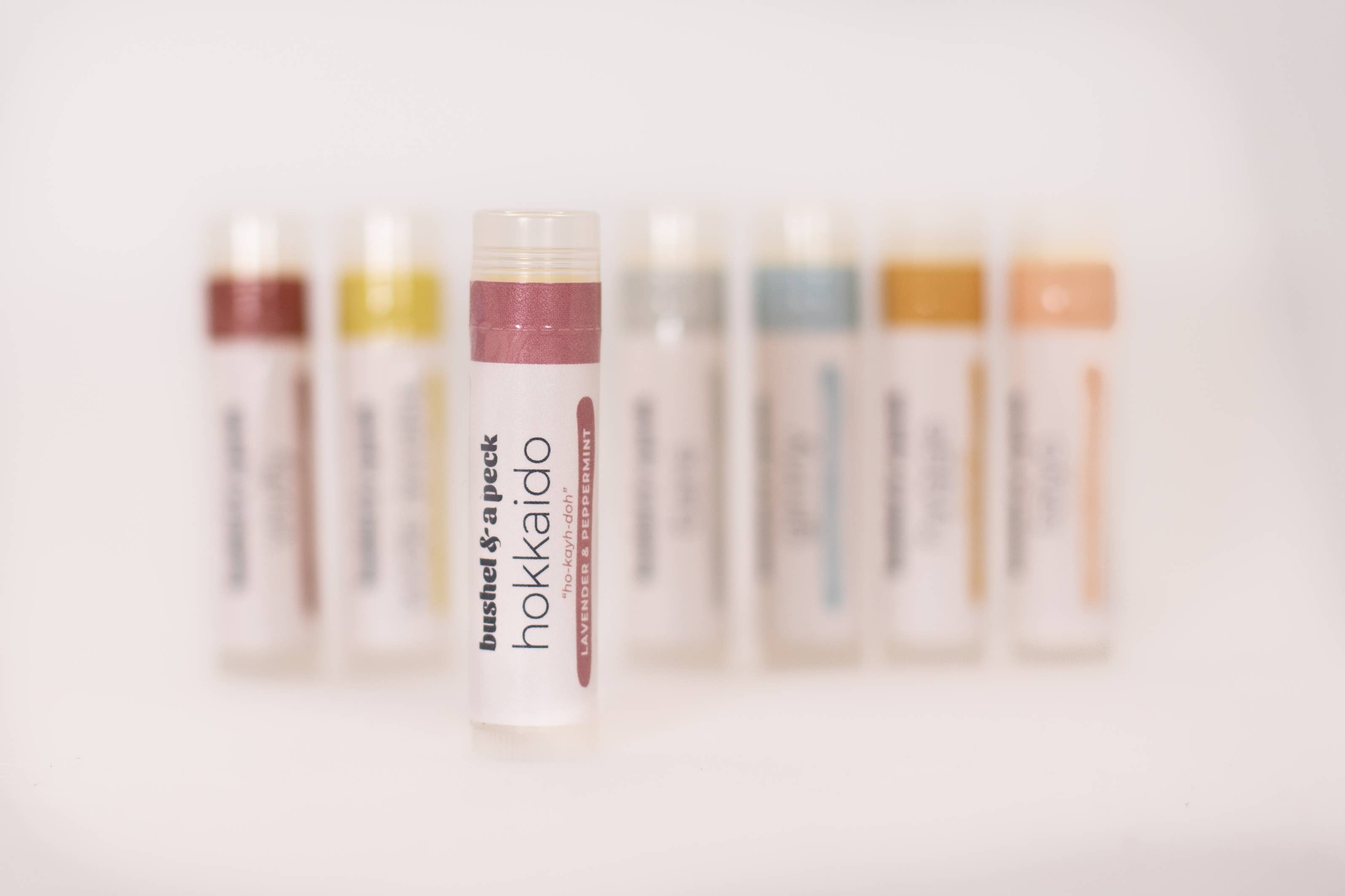 Bushel & a Peck Organic Skincare and Beauty - Wholesale Lip Balm - Hokkaido Lip Balm: Lavender + Peppermint1