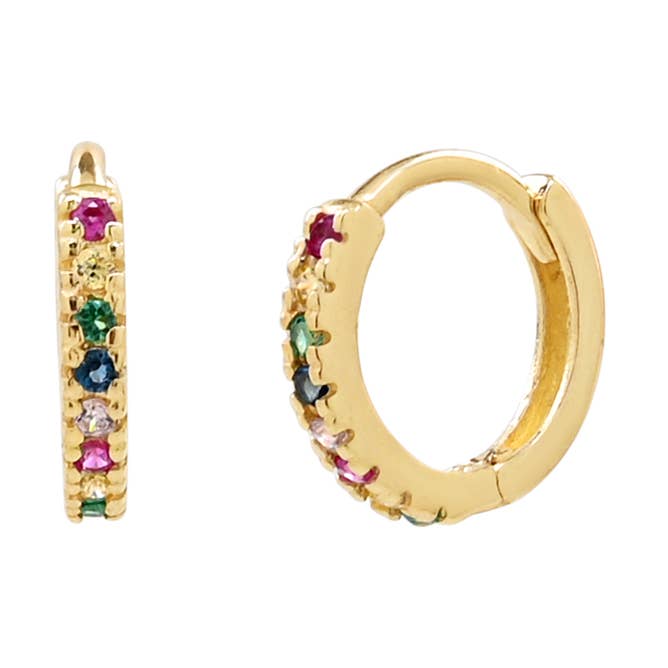10K SOLID GOLD COLORFUL HUGGIES for wholesale by Ofina Jewelry
