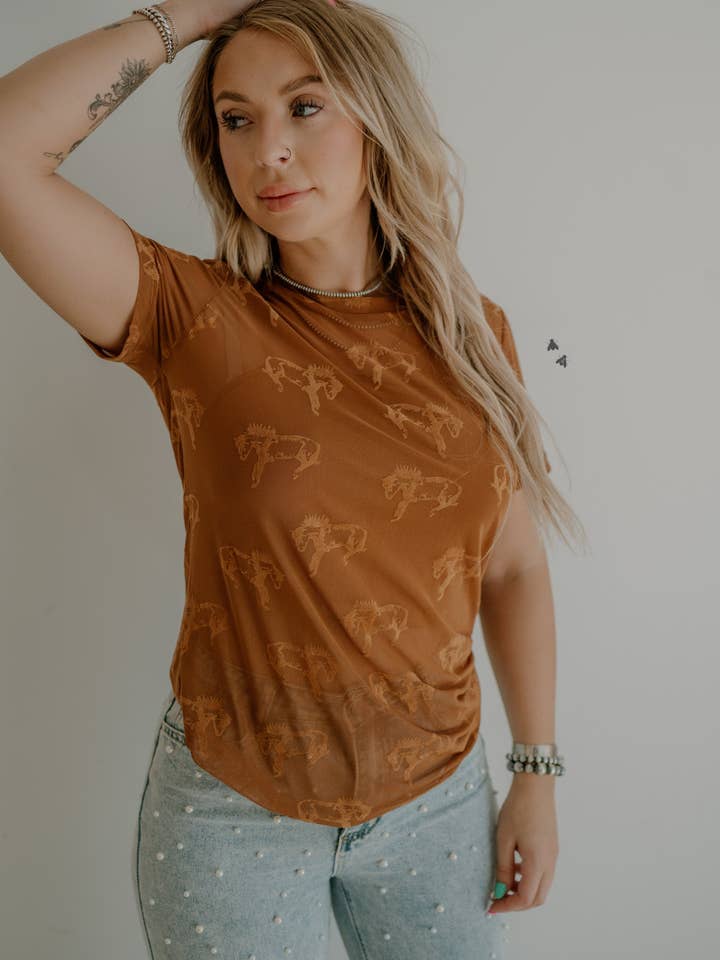 2 Fly Co - Wholesale T-Shirt - Women's - BUCK FIFTY TEE *SADDLE