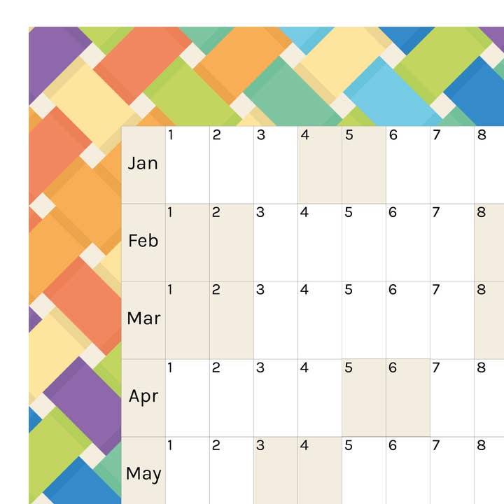 Horisontell 2025 Pappersväggkalender | Regnbågsväv för wholesale av Journal Junkies
