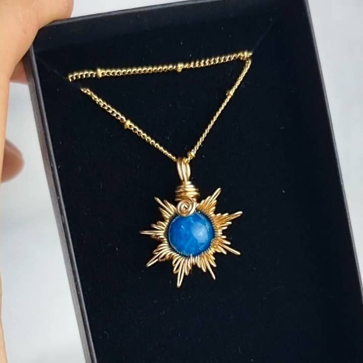 WuLab - Wholesale Beaded/Pearl Necklace - SUN necklaces with Apatite Sun (GOLD)0