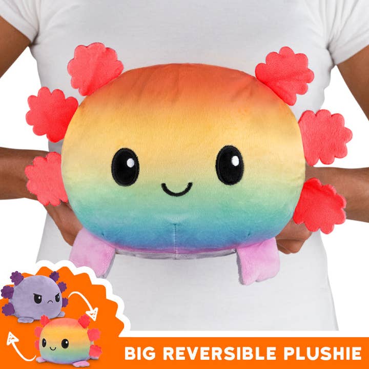 TeeTurtle - Wholesale Stuffed/Plush Toy - Kids & Baby - TeeTurtle Big Reversible Axolotl Plushie (Rainbow + Light Purple)