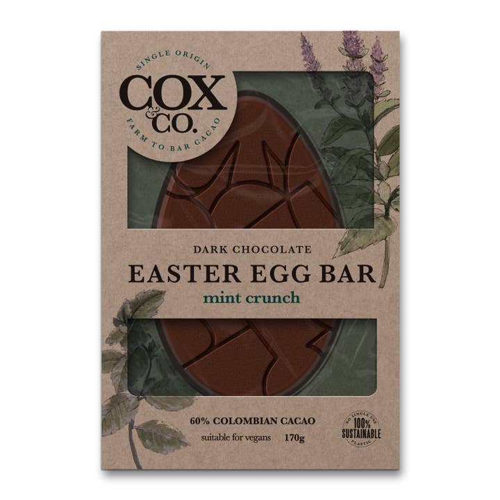 Barre d'œuf de Pâques plate à la menthe croquante 140g pour la vente par Cox&Co