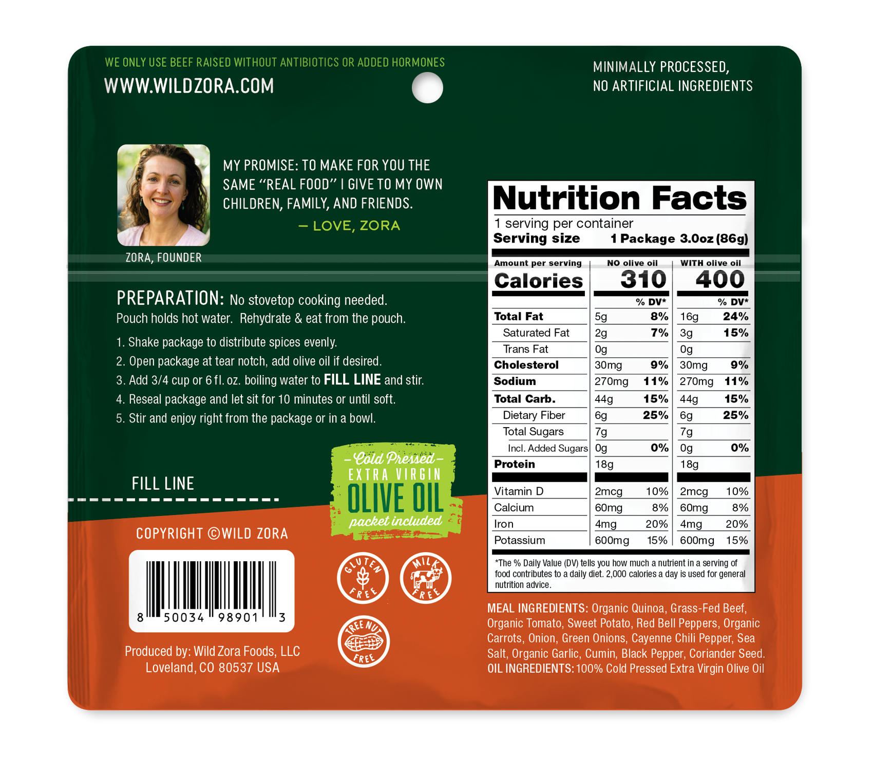 Wild Zora - Wholesale Shelf Stable Prepared Meal - Fiesta Beef Quinoa Bowl1