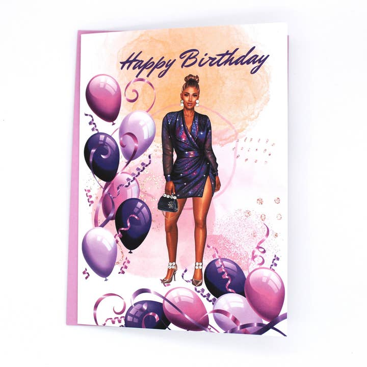 Simply Created – wholesale Birthday card – African American Birthday Card, Handmade Black Woman Greeting Card, Black Women, Bling, Blank, Gift for Friend, Custom