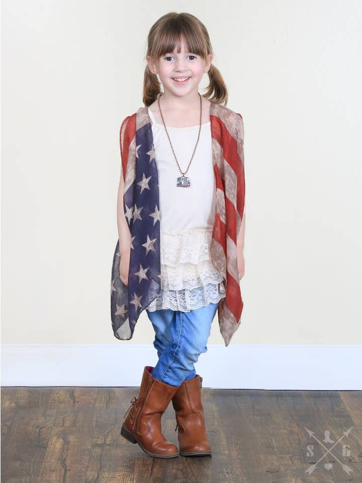 Patriotic Girls' Vintage Stars & Stripes Vest for wholesale on Faire2