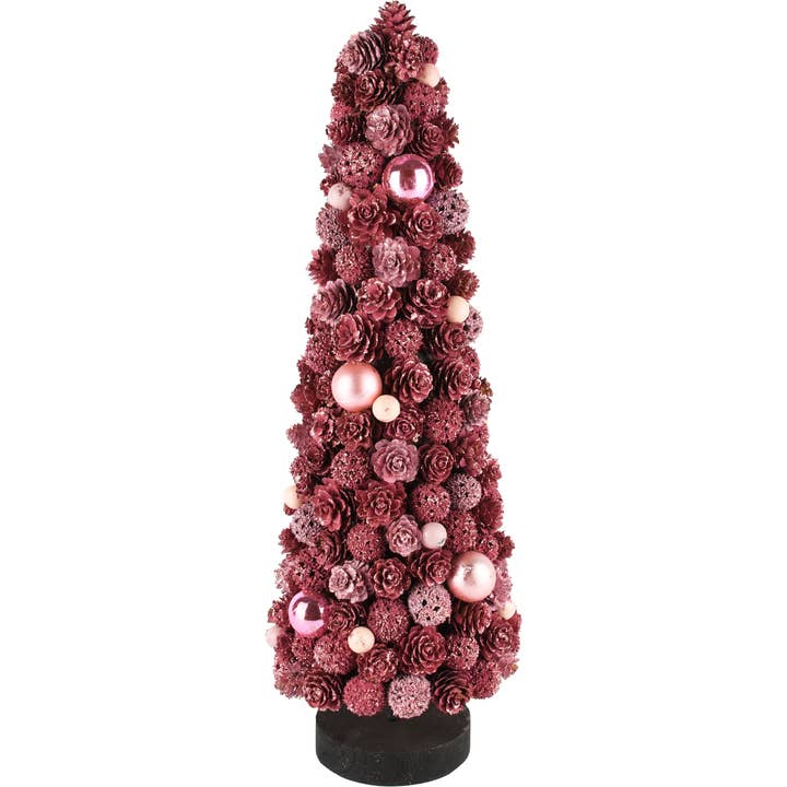 Kogle på fod m/kogler/kugler, lyserød, 16x16x49cm for engroshandel hos Dekoratief