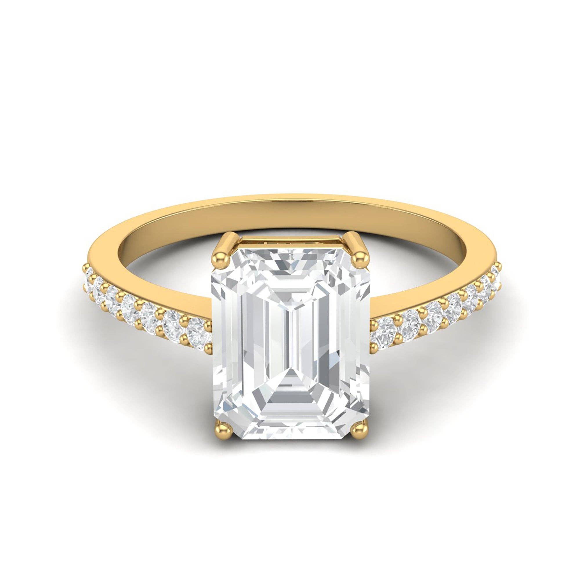 Yellow 2.75 Ctw Octagon Moissanite Diamond 925 Sterling Silver Ring for wholesale on Faire2