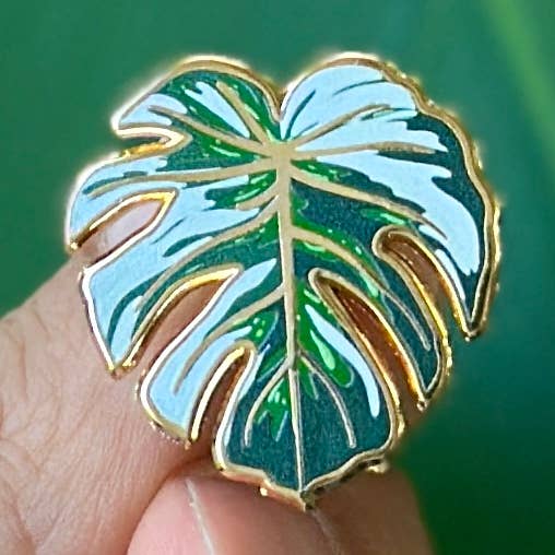 Monstera Variegated Leaf Enamel Pin | Plant Enamel Pin for wholesale by Plant Scouts