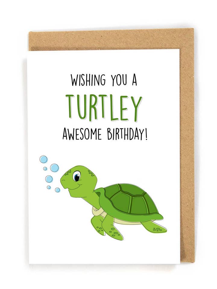 Carte d'anniversaire tortue pour la vente par DensenDesign