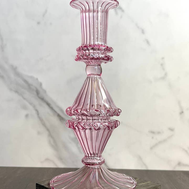 Arabazaar Gallery LLC - Wholesale Candle Holder - Handblown Gems Swirl Glass Candle Holders