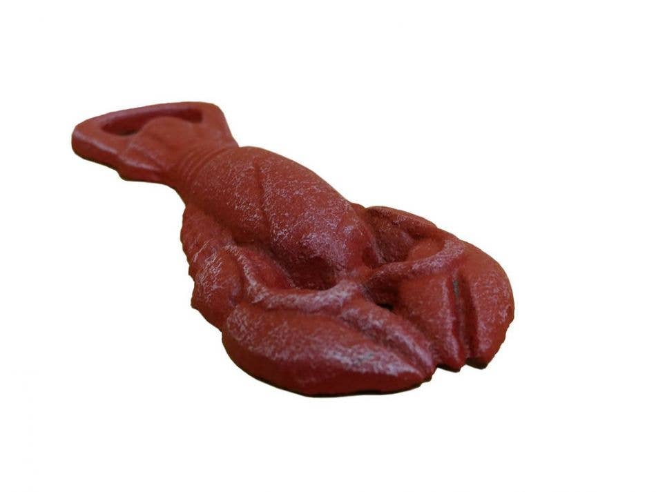 Hampton Nautical - Venta al por mayor Abrebotellas - Abridor de botellas de langosta de hierro fundido encalado rojo rústico de 6 pulgadas1