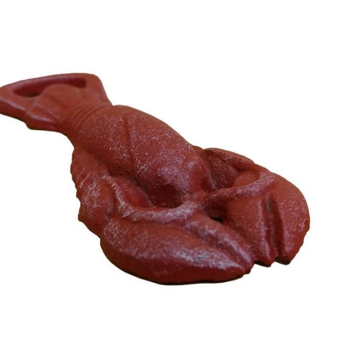 Hampton Nautical - Wholesale Bottle/Wine Opener - Rustic Red Whitewashed Cast Iron Lobster Bottle Opener 6"1