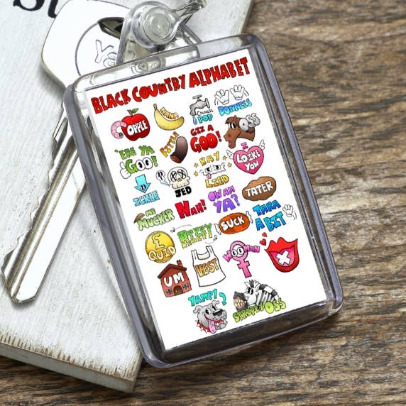 Black Country Alphabet! Keyring for wholesale by Black Country Cards