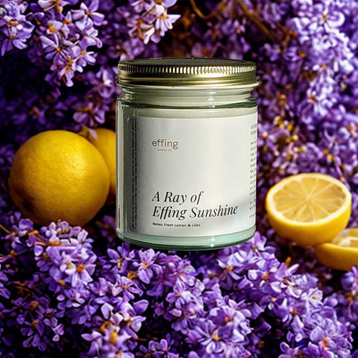 Effing Candle Co. - Wholesale Jar/Filled Candle - Fresh Lemon & Lilac Wooden Wick Candle | Non-Toxic1