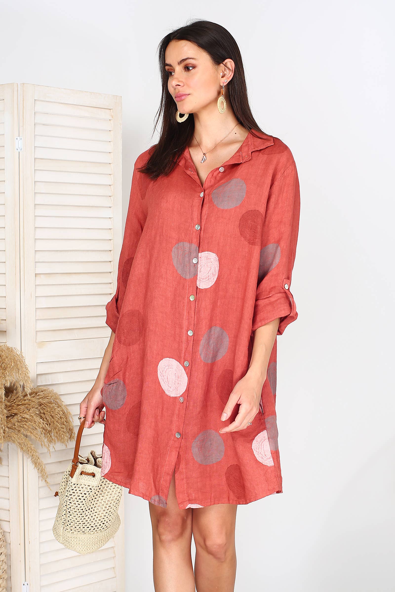 ORNELLA PARIS – Großhandel Kleid – Damen – LEL-R197A Leinenkleid28