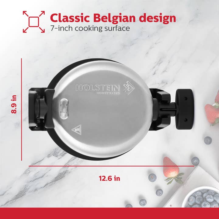 Black 7" Rotary Belgian Waffle Maker Stainless Steel - Individual for wholesale on Faire6