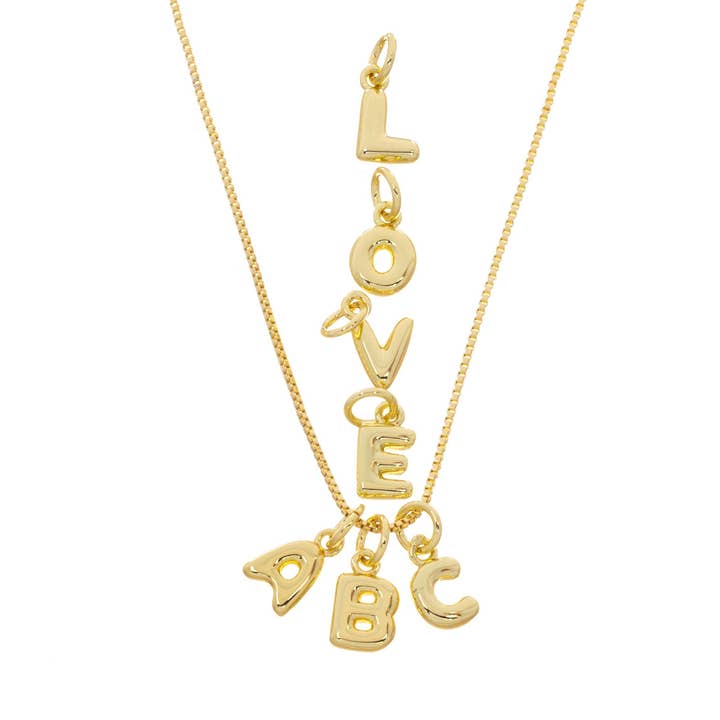 Jewel Pledge - Wholesale Individual Charm/Pendant - Gold Balloon Alphabet Initial Letter Charm CPG8231