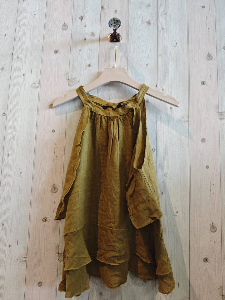 REF 18031 LINEN STRAP BLOUSE 100% for wholesale by Linen & More