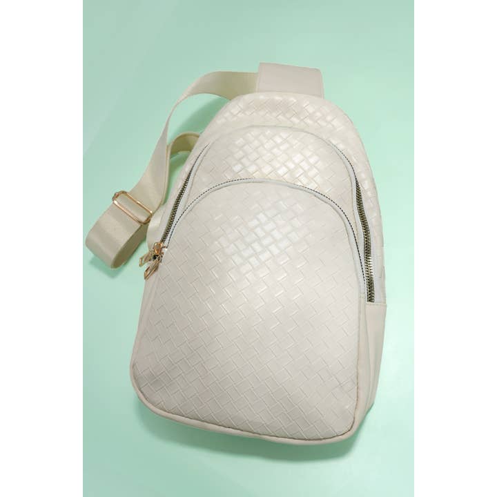 JOSSLYN by wall to wall - Wholesale Crossbody Bag - Unisex - BRAIDED WEAVE VEGAN SLING CROSSBODY STADIUM BAG | 40P5427