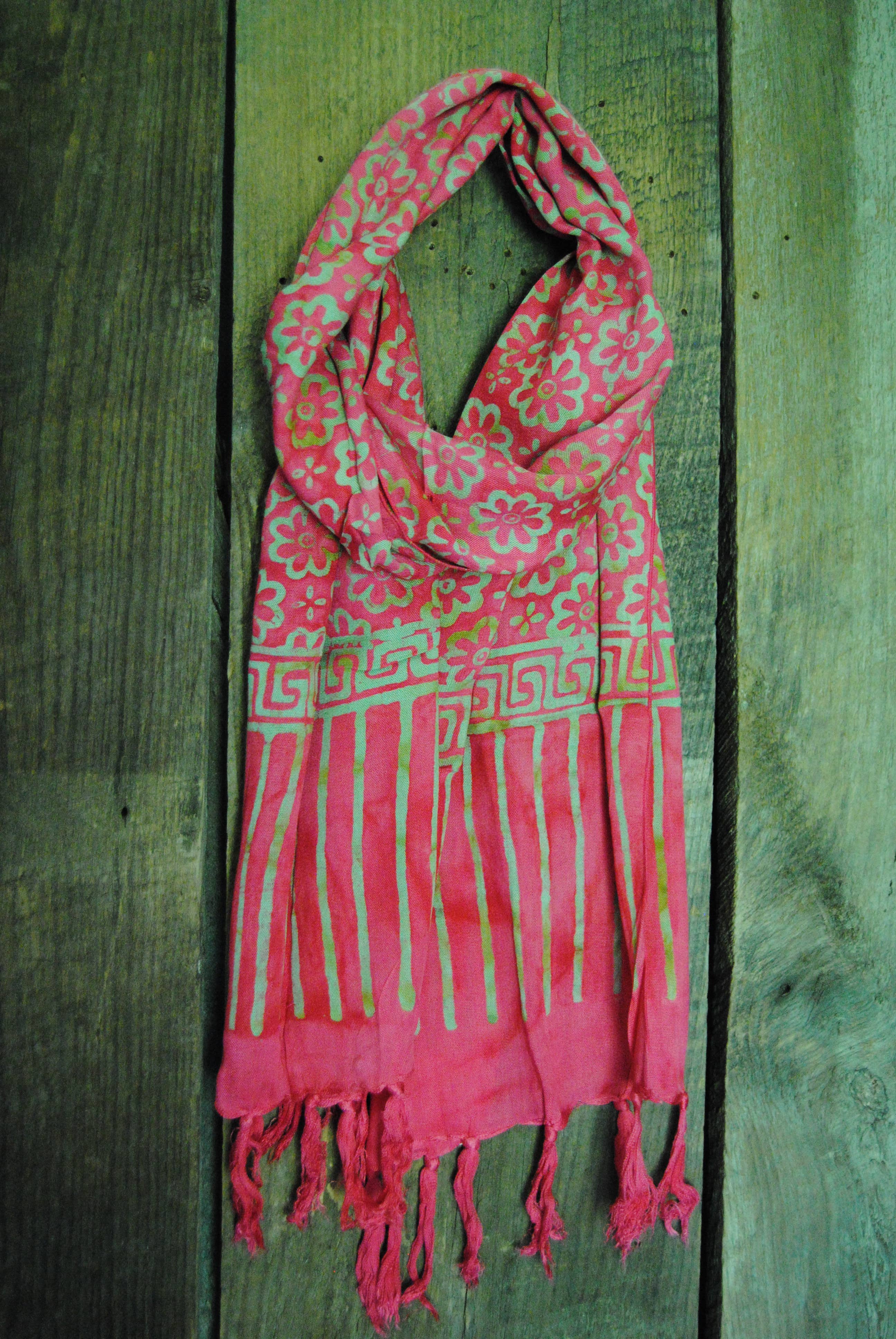 Nusantara Inc. - Wholesale Scarf - Women's - Rayon Batik Scarf - 98781 A-C (Knotted  Fringe)18