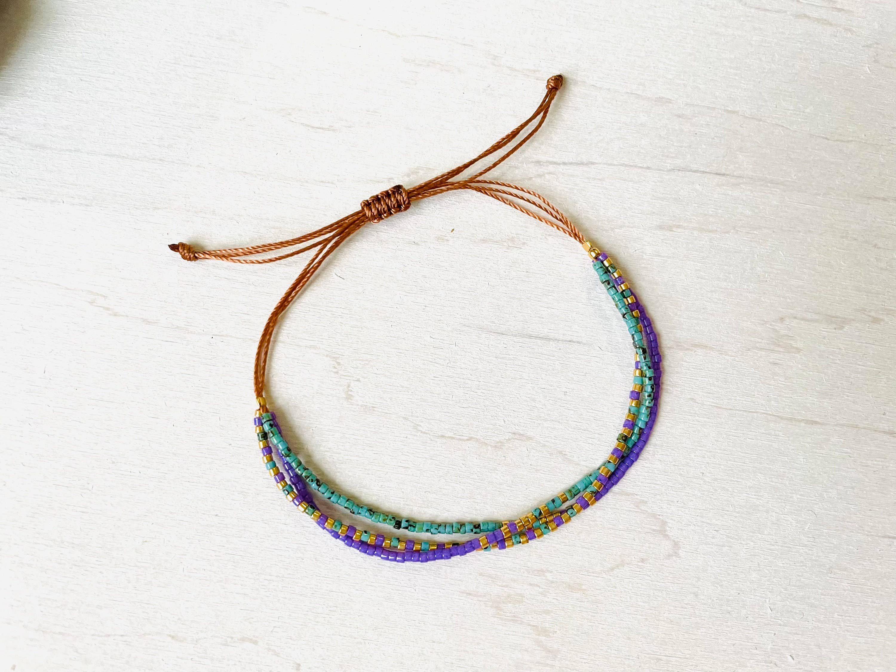 Atelline - Wholesale Beaded Bracelet - Adjustable Miyuki Pearl Bracelet in Nylon, Rocaille3