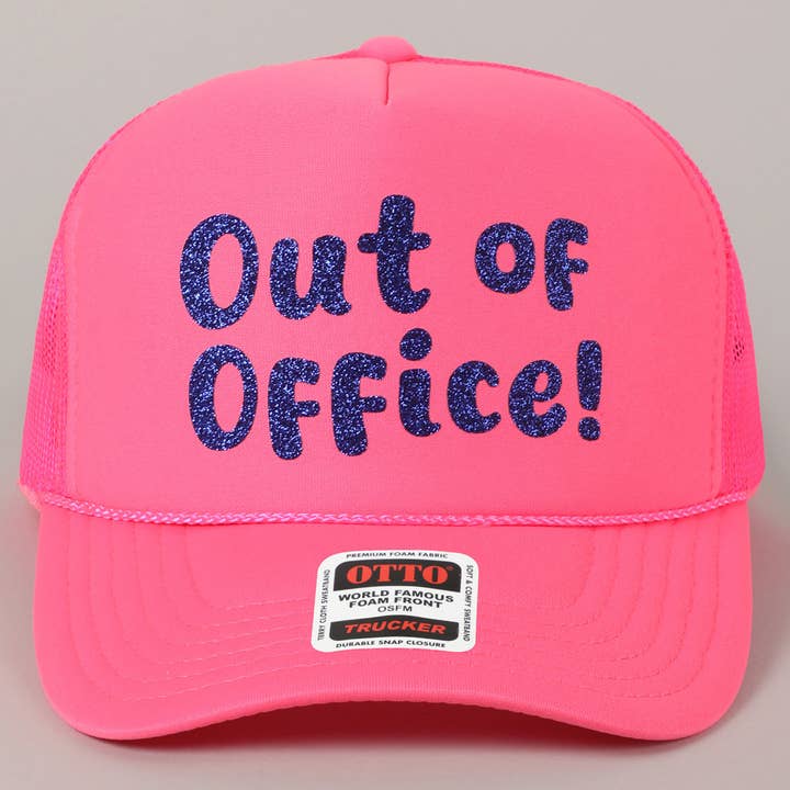 Fashion City - Wholesale Trucker Hat - Unisex - Out of Office Glitter Letter Logo Foam Trucker Hat36