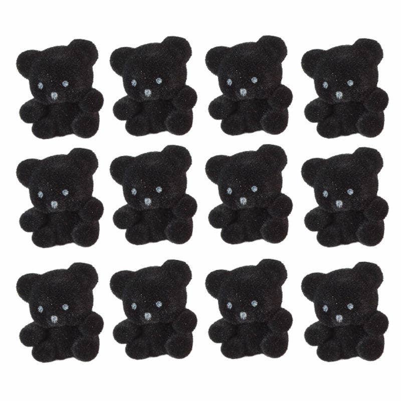 Factory Direct Craft - Wholesale Decorative Tabletop Object - 1" Miniature Black Flocked Teddy Bears (Bag of 12)3