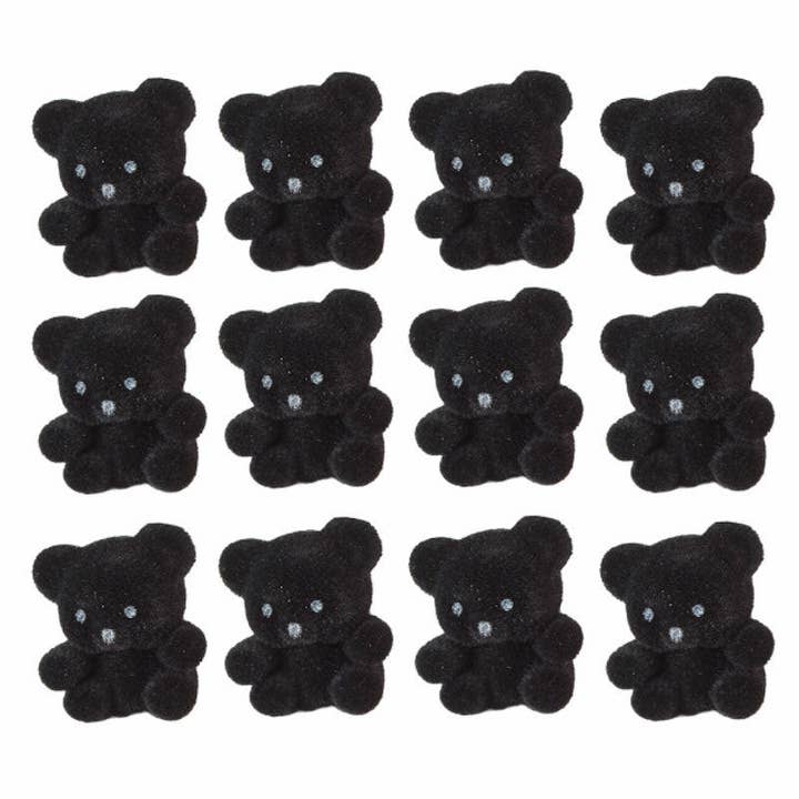 Factory Direct Craft - Wholesale Decorative Tabletop Object - 1" Miniature Black Flocked Teddy Bears (Bag of 12)3