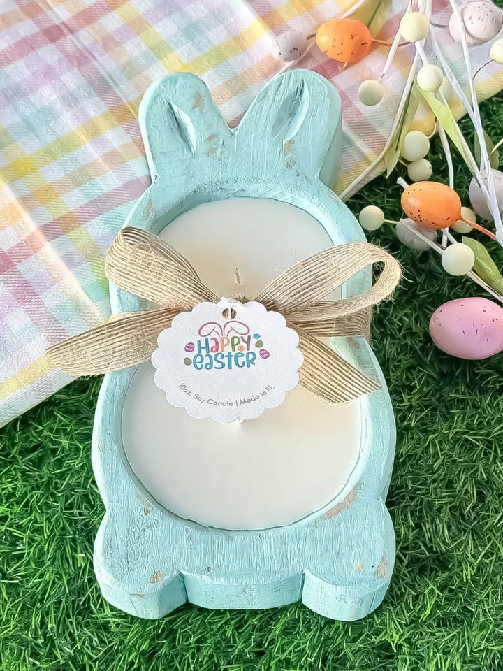 *NEW* Easter Bunny Dough Bowl Candles - TEAL for wholesale by Spirit Glow Home & Body Essentials