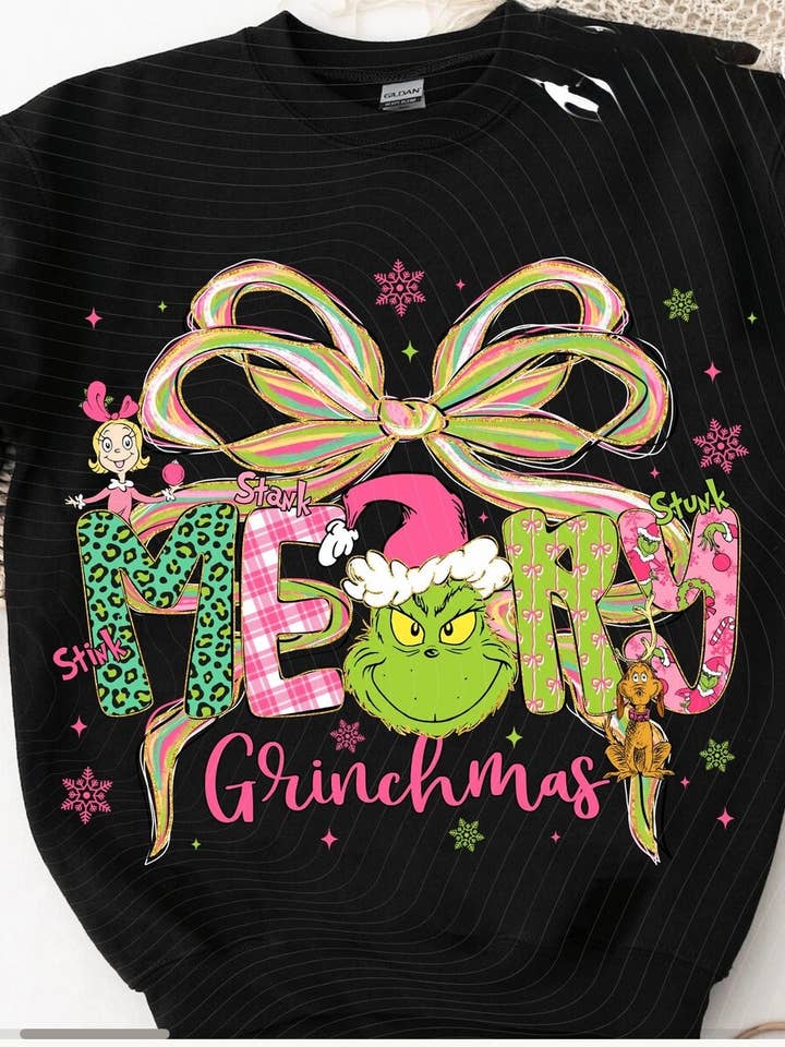 LakeDazes - Wholesale Graphic Sweatshirt - Women's - Merry Grinchmas Sweatshirt, Grinch Sweatshirt, Christmas1