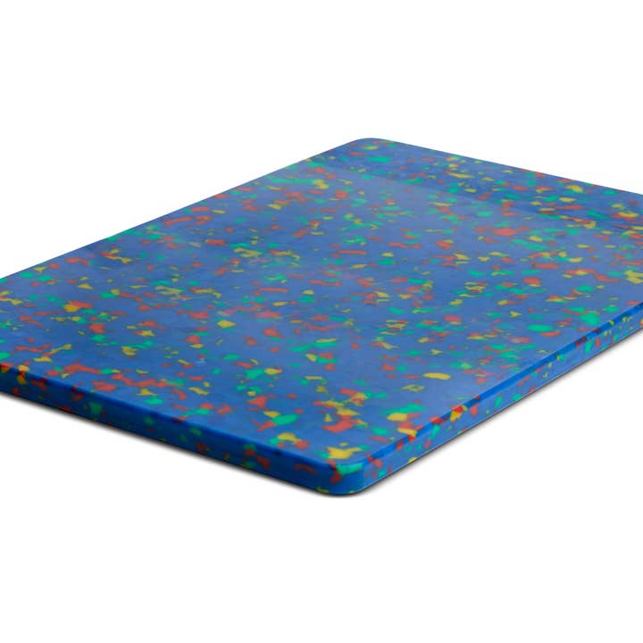 Recycled Plastic Cutting Board Large Confetti On Blue for wholesale by Core Home