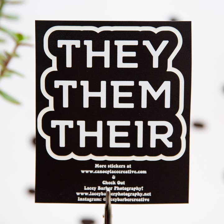 They/Them Pronoun Sticker - Vinyl Sticker for Laptop or Wat for wholesale by Canoe Place Creative
