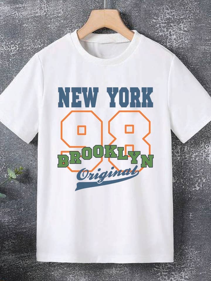 L1270 - NEW YORK grafisk tee for engroshandel hos KNOCK ON THE STYLE