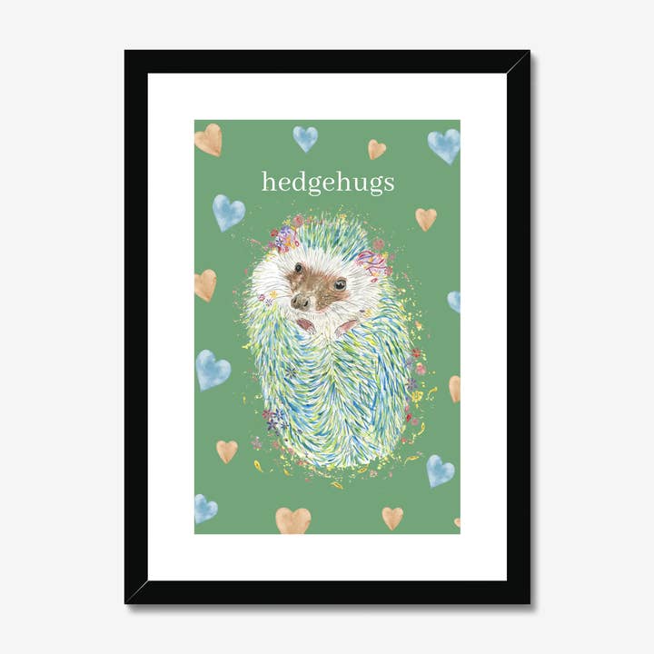 Abrazos de erizo | Impresión de arte mural de erizo | Obra de arte animal para el hogar para venta al por mayor de Jen Winnett Eco Artist