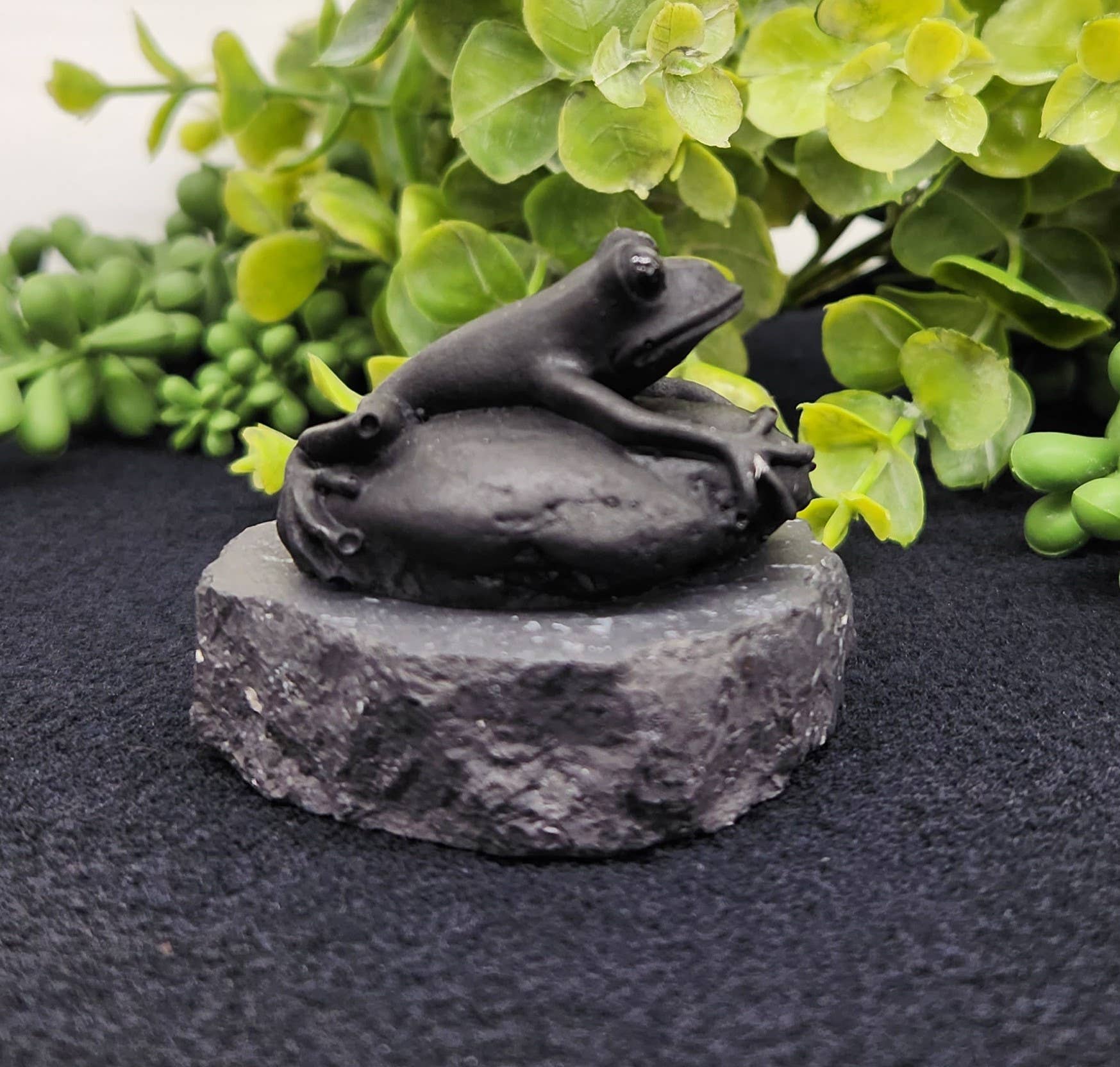 Meraki Gemstones - Wholesale Decorative Figurine - Shungite Figurine Frog on Stone(2.5x2x1.75")(EMF Protection)3